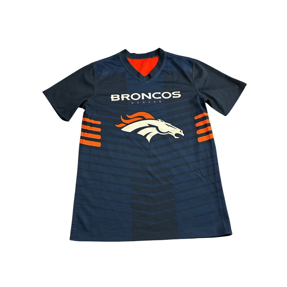 NFL Flag Denver Broncos Jersey Youth Large Navy Blue Excellent‎ Play Football
